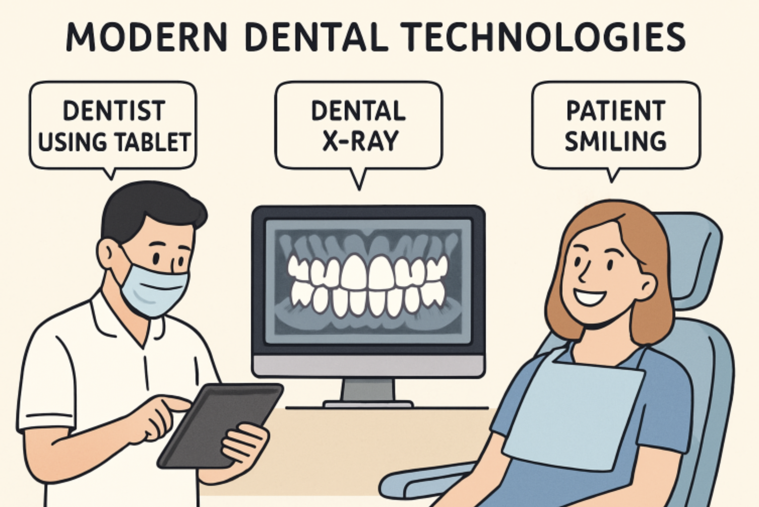 Cartoon Depiction of Modern Dental Appliances